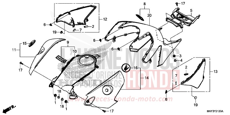 ABSCHIRMUNG von CBR1000RR SP SP1 SP2 VICTORY RED (R334X) von 2017